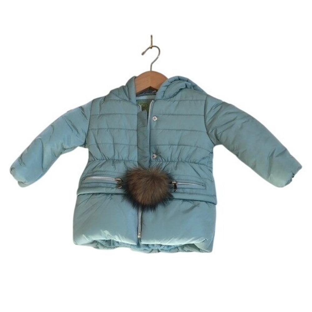 Cozy Coop‎ Baby Girls Puffer Jacket Hooded Winter Coat with Pom Pom Size 12 Mo.